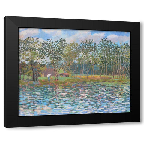 Nimrod Boys Camp Pond Black Modern Wood Framed Art Print by Bajility, Andra
