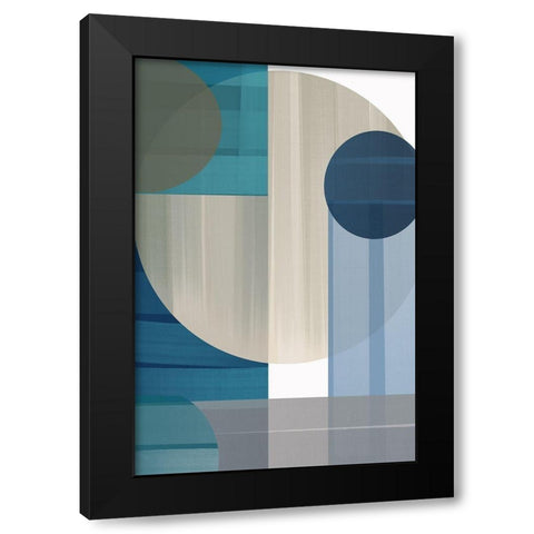 Abstract Blue III Black Modern Wood Framed Art Print by Artic Frame Studio
