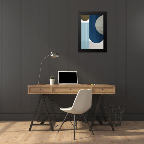 Abstract Blue V Black Modern Wood Framed Art Print by Artic Frame Studio
