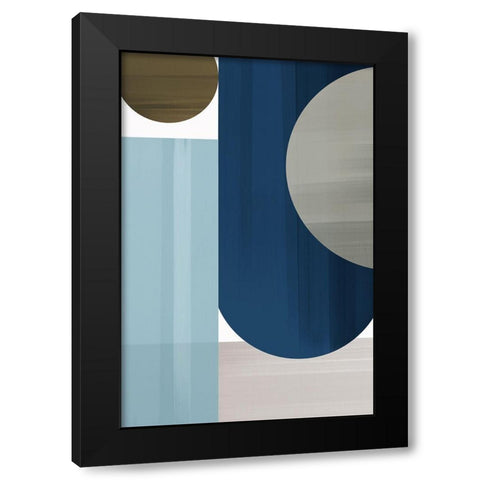 Abstract Blue V Black Modern Wood Framed Art Print with Double Matting by Artic Frame Studio