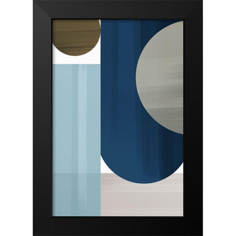 Abstract Blue V Black Modern Wood Framed Art Print by Artic Frame Studio