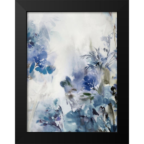 Blue Flowers I  Black Modern Wood Framed Art Print by Aria K