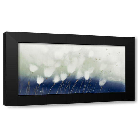 Soft Blue Florals  Black Modern Wood Framed Art Print with Double Matting by Aria K