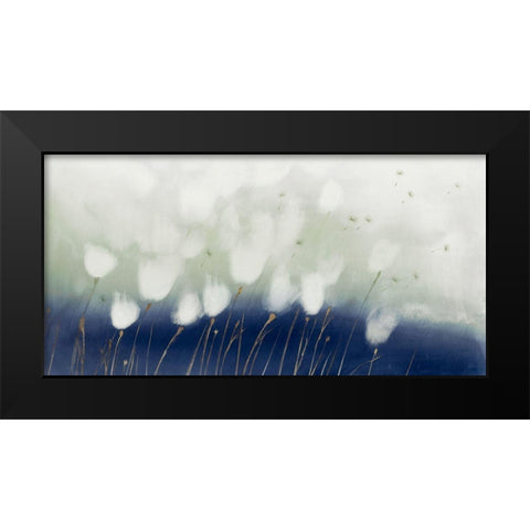 Soft Blue Florals  Black Modern Wood Framed Art Print by Aria K