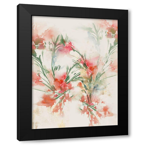 Red Flowers II Black Modern Wood Framed Art Print by Aria K