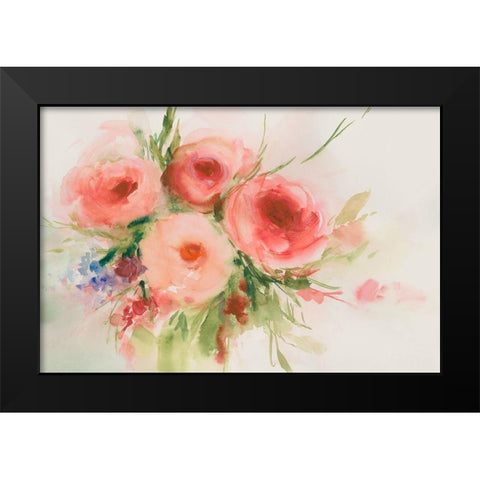 Dreamy Florals II Black Modern Wood Framed Art Print by Aria K