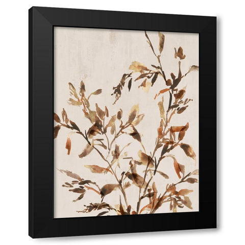 Golden Frond II  Black Modern Wood Framed Art Print with Double Matting by Aria K