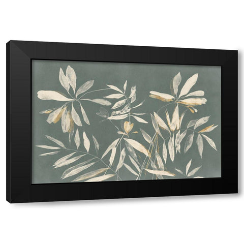 Silhouette Leaves  Black Modern Wood Framed Art Print with Double Matting by Aria K