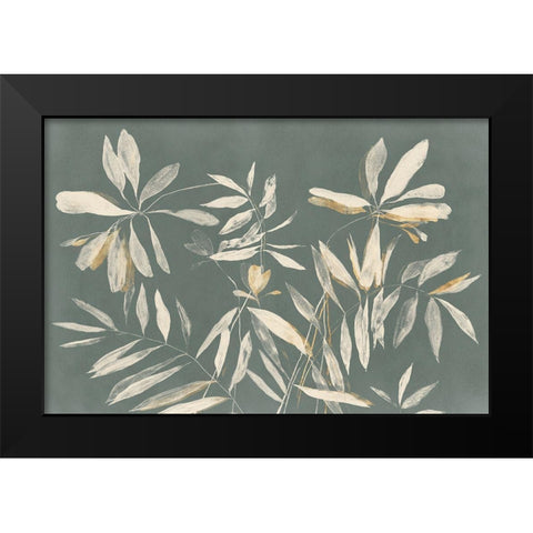 Silhouette Leaves  Black Modern Wood Framed Art Print by Aria K
