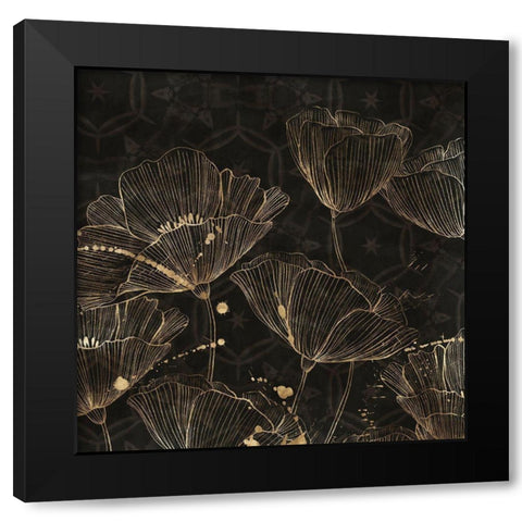 Midnight Blossoms I  Black Modern Wood Framed Art Print by Aria K
