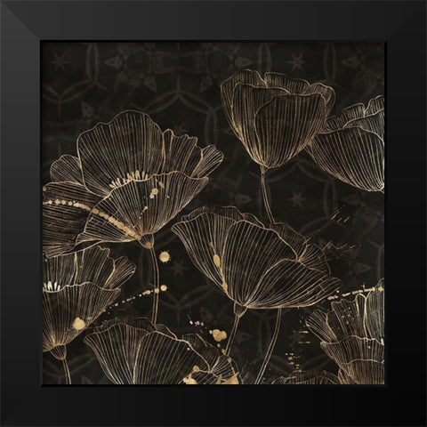 Midnight Blossoms I  Black Modern Wood Framed Art Print by Aria K