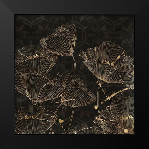 Midnight Blossoms II  Black Modern Wood Framed Art Print by Aria K
