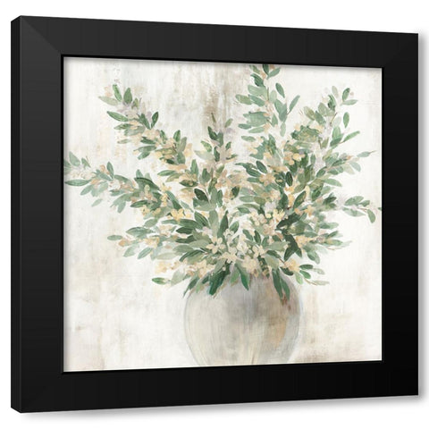 Rustic Green Black Modern Wood Framed Art Print with Double Matting by Aria K