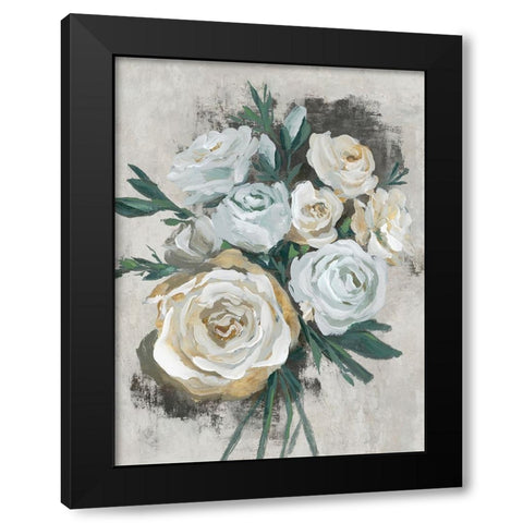 White Bouquet of Florals I Black Modern Wood Framed Art Print with Double Matting by Aria K