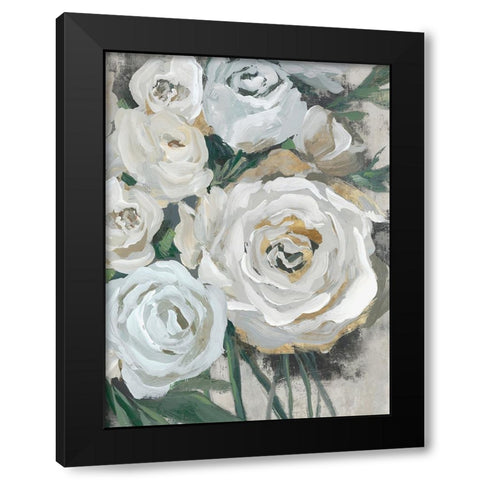 White Bouquet of Florals II Black Modern Wood Framed Art Print by Aria K