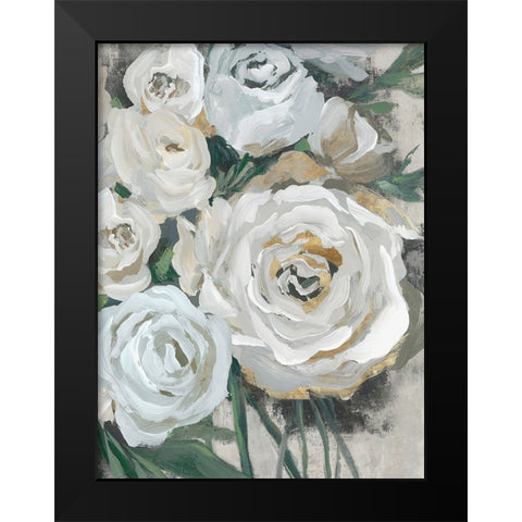 White Bouquet of Florals II Black Modern Wood Framed Art Print by Aria K