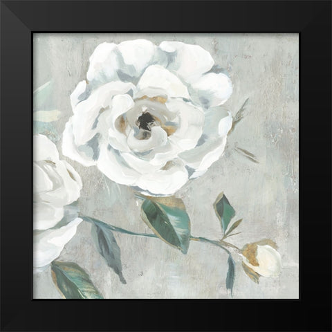 White Floral I Black Modern Wood Framed Art Print by Aria K