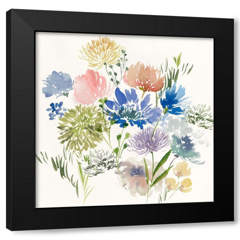 A Floral Flourish I Black Modern Wood Framed Art Print by Aria K