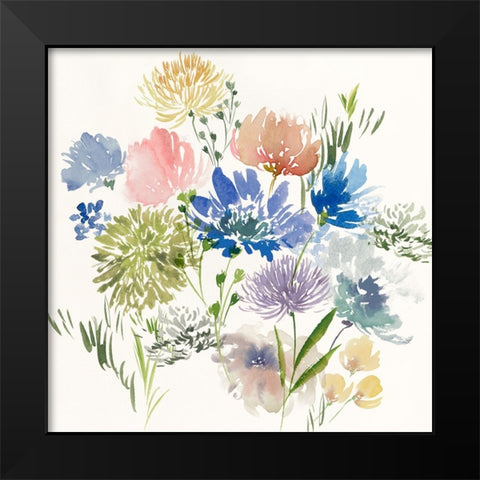 A Floral Flourish I Black Modern Wood Framed Art Print by Aria K