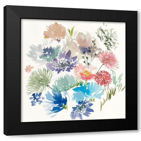 A Floral Flourish II Black Modern Wood Framed Art Print by Aria K