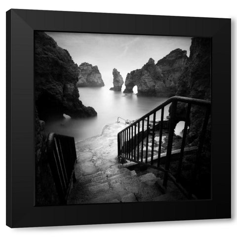 Rocky Beach Black Modern Wood Framed Art Print by Praxis Studio