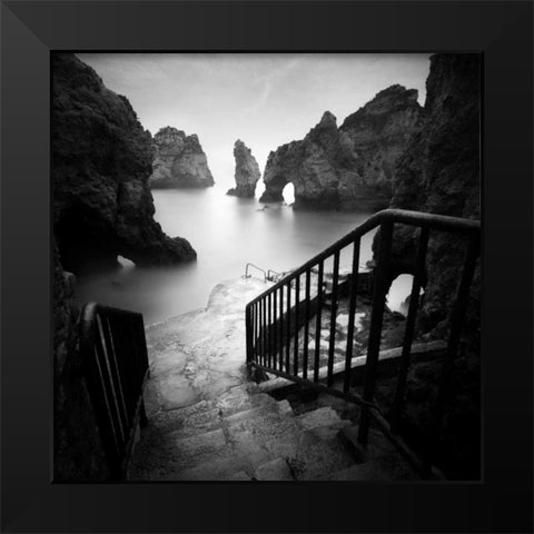 Rocky Beach Black Modern Wood Framed Art Print by Praxis Studio