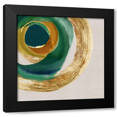 Green Metalic Circle I  Black Modern Wood Framed Art Print by Peal, Emma