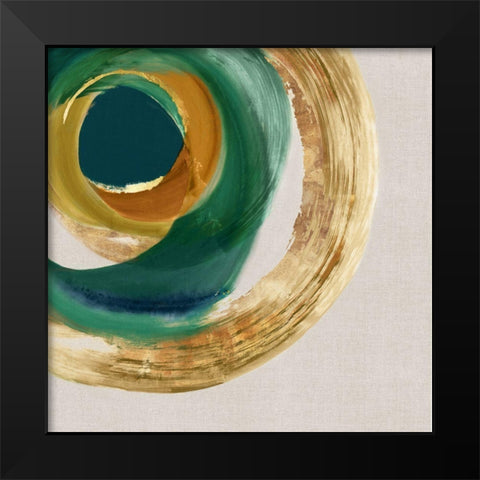 Green Metalic Circle I  Black Modern Wood Framed Art Print by Peal, Emma