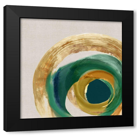 Green Metalic Circle II Black Modern Wood Framed Art Print by Peal, Emma