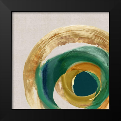 Green Metalic Circle II Black Modern Wood Framed Art Print by Peal, Emma