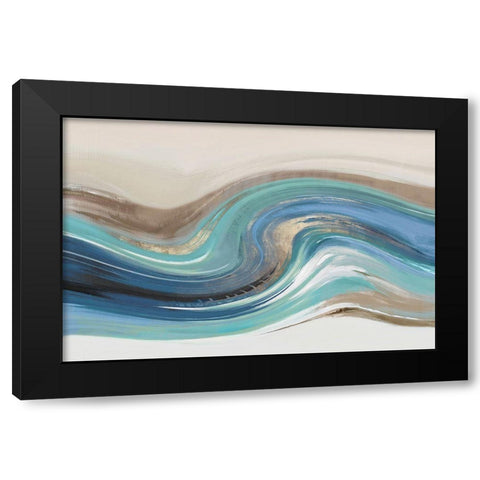 Blue Elements II Black Modern Wood Framed Art Print with Double Matting by Peal, Emma