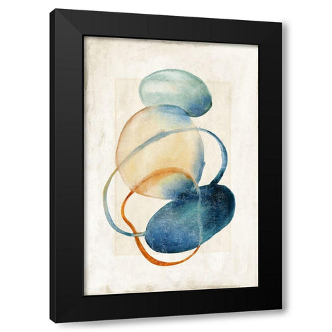 Mid Century Blue  Black Modern Wood Framed Art Print by Peal, Emma