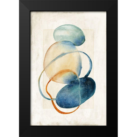 Mid Century Blue  Black Modern Wood Framed Art Print by Peal, Emma