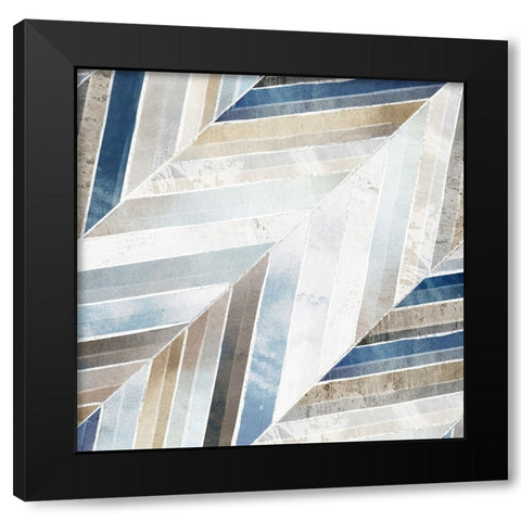 Diagonal Herringbone Black Modern Wood Framed Art Print with Double Matting by Peal, Emma