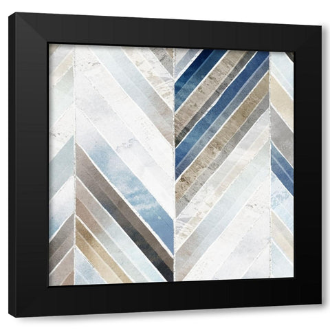 Straight Herringbone Black Modern Wood Framed Art Print with Double Matting by Peal, Emma