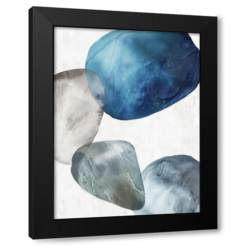 Flow of Blue I Black Modern Wood Framed Art Print with Double Matting by Peal, Emma