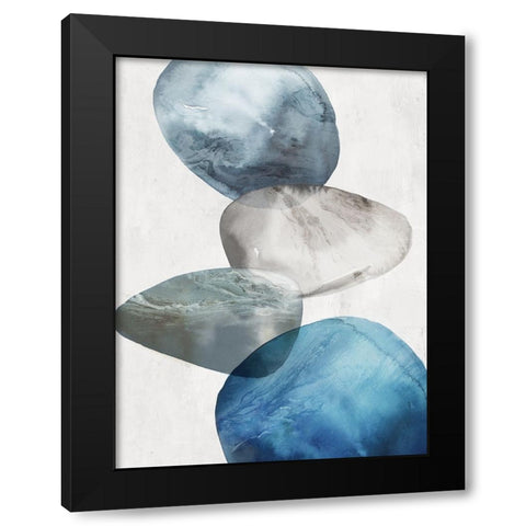 Flow of Blue II Black Modern Wood Framed Art Print with Double Matting by Peal, Emma