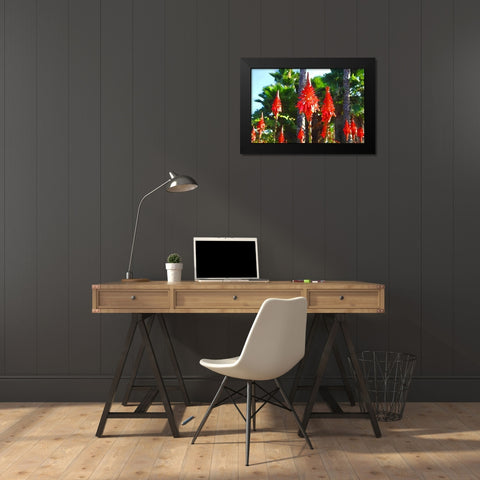 Succulents with Palm Trees Black Modern Wood Framed Art Print by Vangsgard, Amy