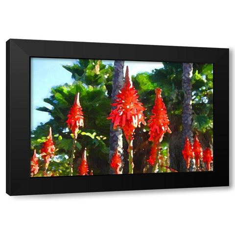 Succulents with Palm Trees Black Modern Wood Framed Art Print by Vangsgard, Amy