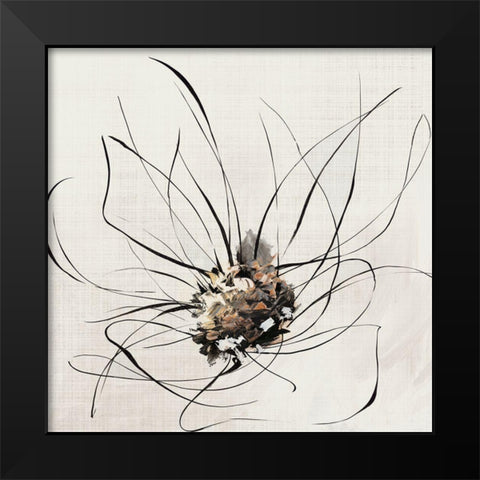 Golden Line Flower I  Black Modern Wood Framed Art Print by Black, Alex