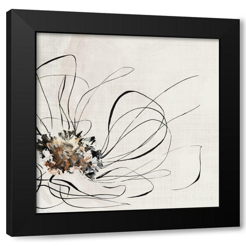 Golden Line Flower II Black Modern Wood Framed Art Print by Black, Alex