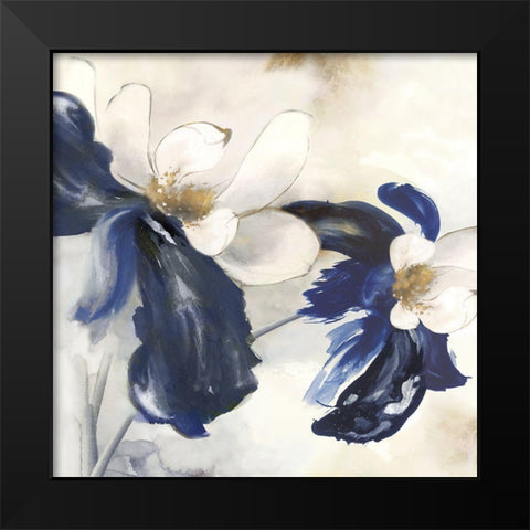 Blue Blossom Florals I  Black Modern Wood Framed Art Print by Black, Alex