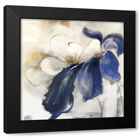 Blue Blossoms Florals II Black Modern Wood Framed Art Print with Double Matting by Black, Alex