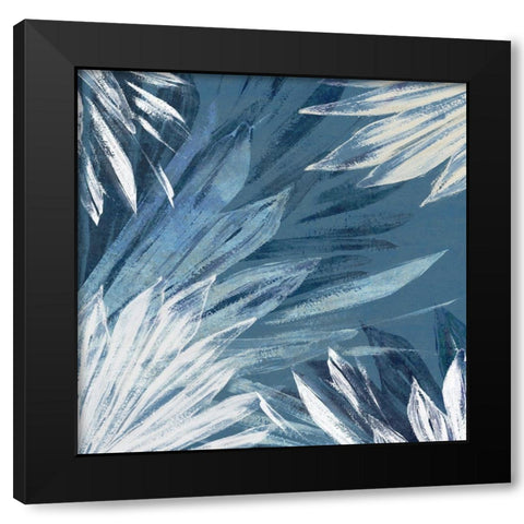 Small Blue Palms I  Black Modern Wood Framed Art Print with Double Matting by Black, Alex