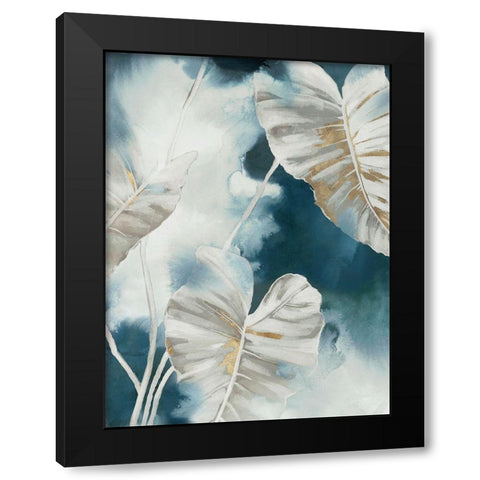 Blue Tropical Palms  Black Modern Wood Framed Art Print with Double Matting by Black, Alex