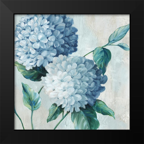 Blue Hydrangea Blooms II Black Modern Wood Framed Art Print by Black, Alex