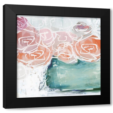 Pink Flowers in Pot Black Modern Wood Framed Art Print by Black, Alex