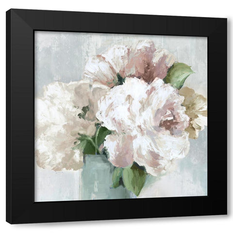 Rustic Pink Florals Black Modern Wood Framed Art Print with Double Matting by Black, Alex