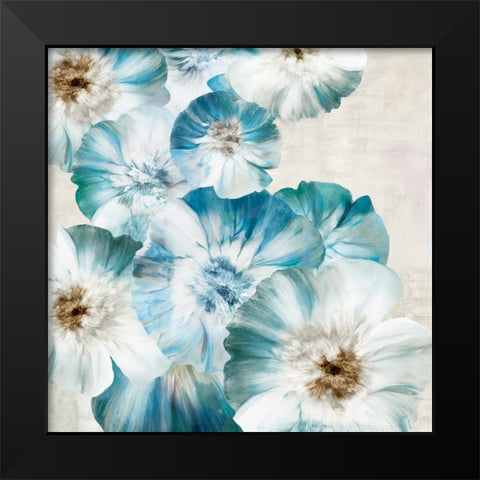 Blue Blossom Bliss Black Modern Wood Framed Art Print by Black, Alex
