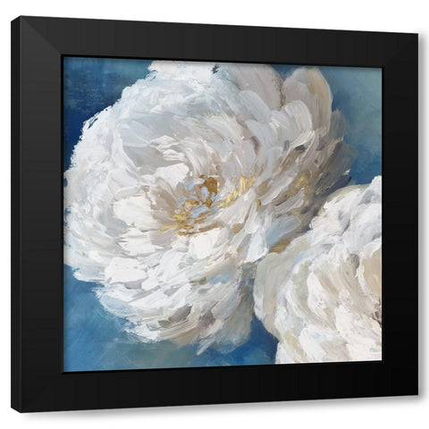 Elegant Blue Peony i Black Modern Wood Framed Art Print by Black, Alex